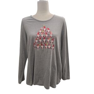 Y/Project Gray Long-Sleeve Top with Red & White Holiday Gnome Tree